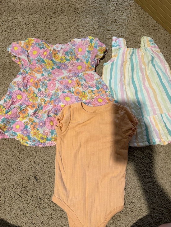 wonder nation Other - wonder nation Floral Pink Yellow Dress + Pastel Striped Dress + Peach Bodysuit